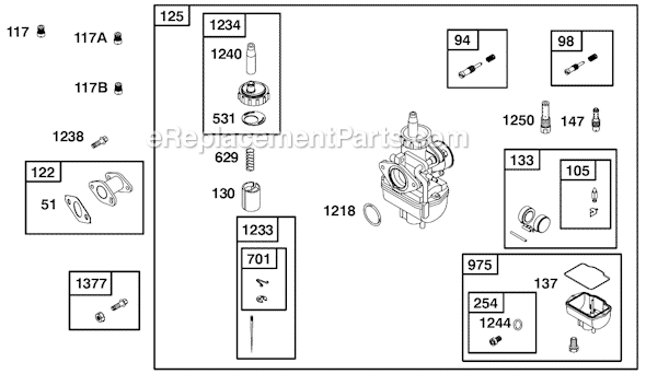 Page D Diagram and Parts List for 124332SERIES 8002 Briggs and Stratton Engine